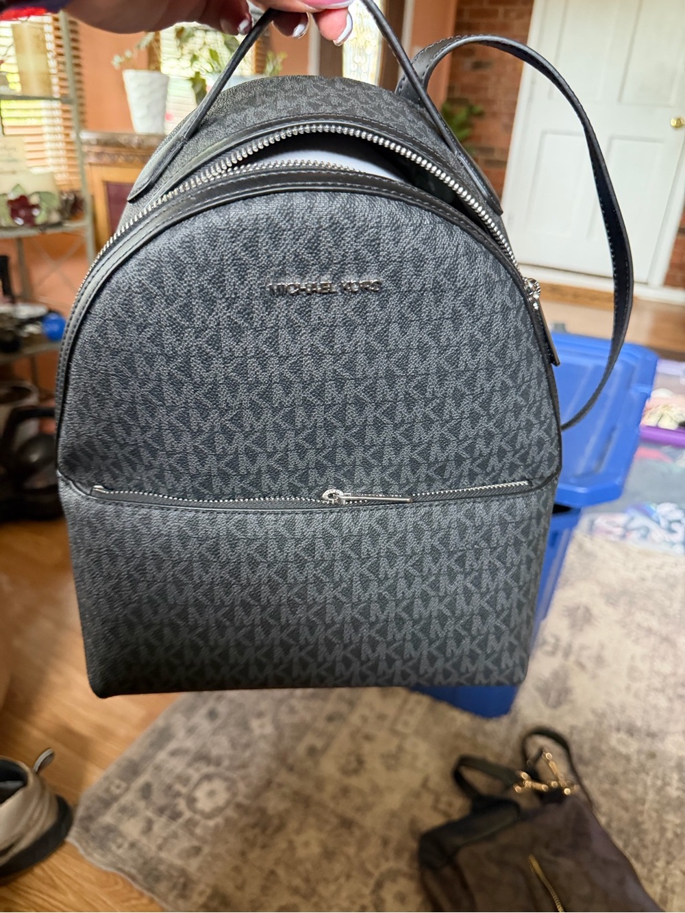 New Michael Kors Gray Monogram Mini Backpack